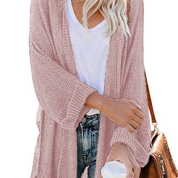 Boho Natural Earth Pink Loose Batwing Cardigan - Picture 2 of 6